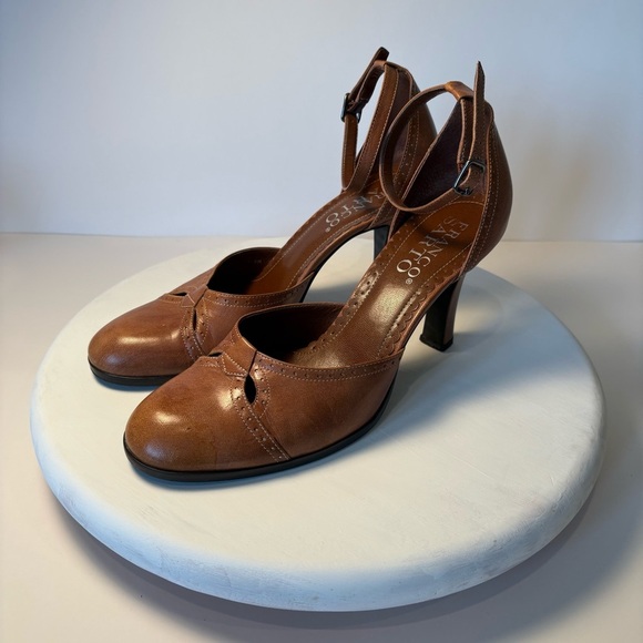 Franco Sarto coquette retro 40s light academia vtg rare ankle strap pumps - Picture 1 of 11